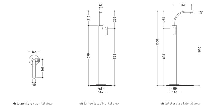 Напольный однорычажный смеситель для раковины Ceramica Flaminia ONE ARCH-00004065 - Вид №1