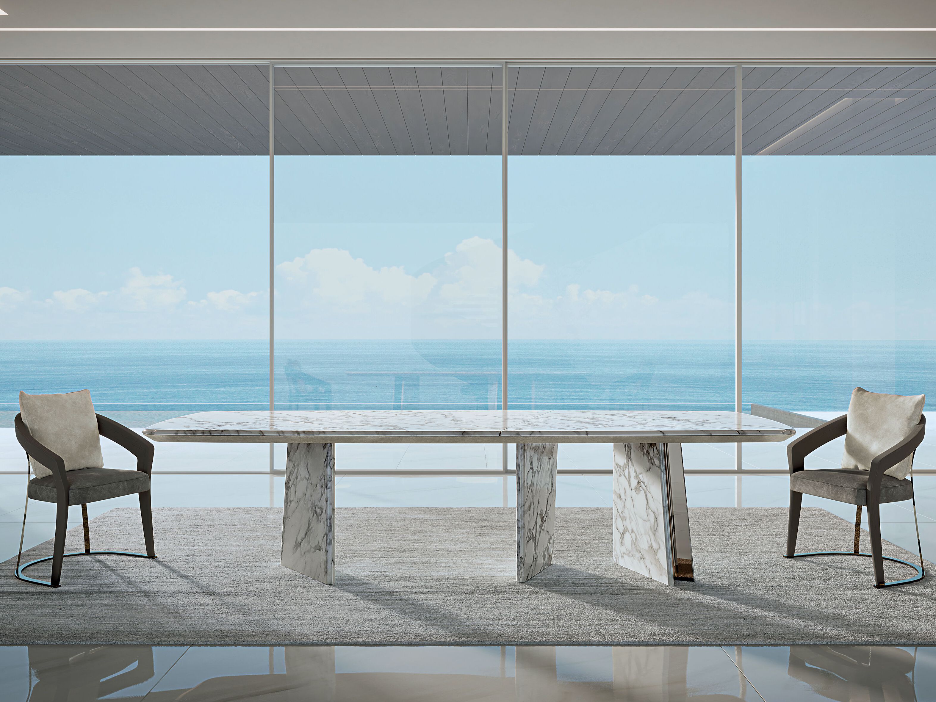 Прямоугольный обеденный стол из натурального камня Longhi Blooming ARCH-00092217 - Вид №2