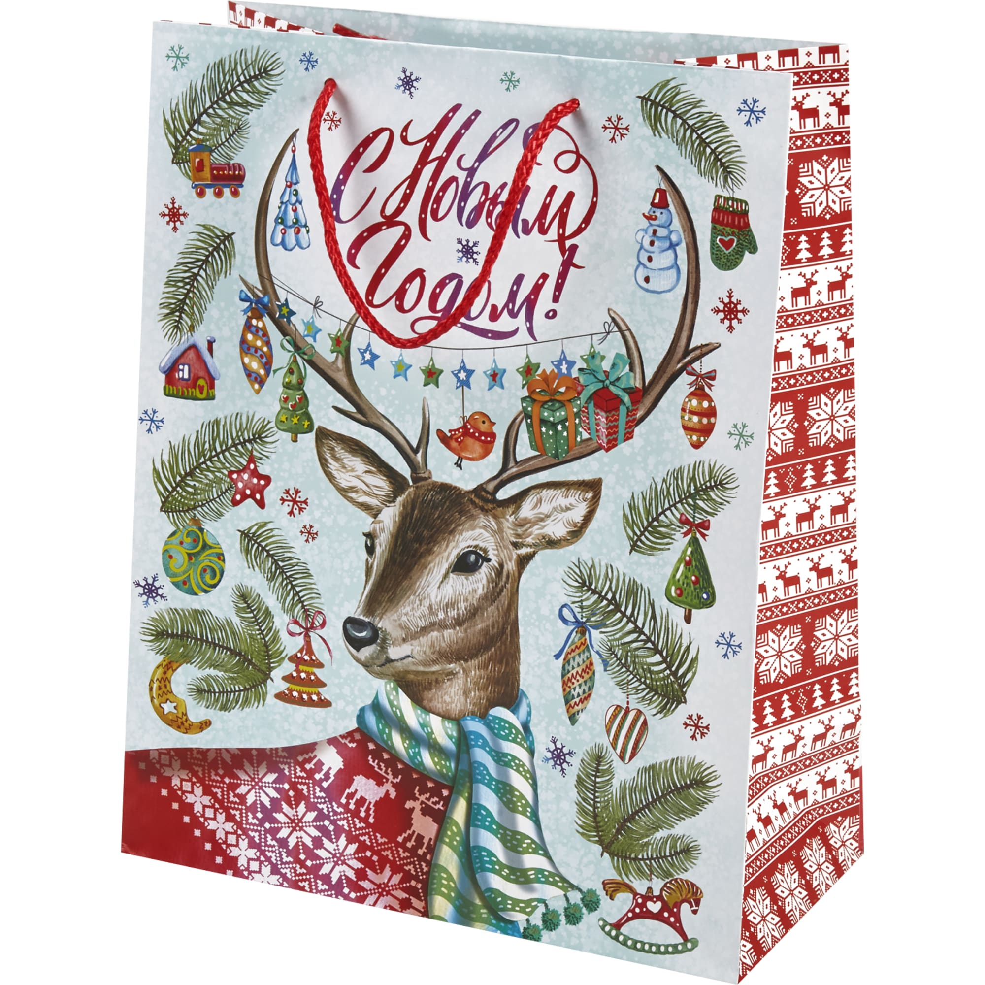 82304854 Пакет подарочный «Олень в свитере» 26x32 см Santreyd 