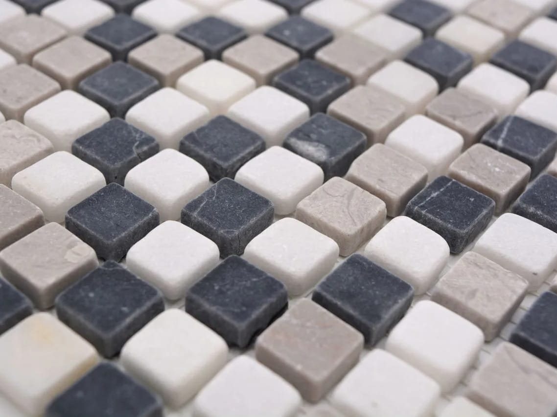 Мраморная мозаика Botticino, серая и черная Mosaix ARCH-00136803