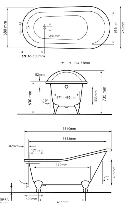 Ванна в твердой поверхности на ногах Gaia Mobili Complements ARCH-00061360 - Вид №1