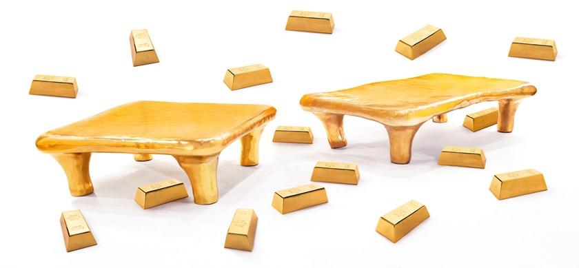 Scarlet Splendour Квадратный латунный журнальный столик Fools' gold sun-id-1378057 - Вид №1