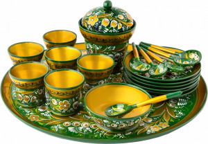 10660466 Хохломская Роспись Набор "Добрый вечер" 21-но предметный (Высшая категория) Дерево