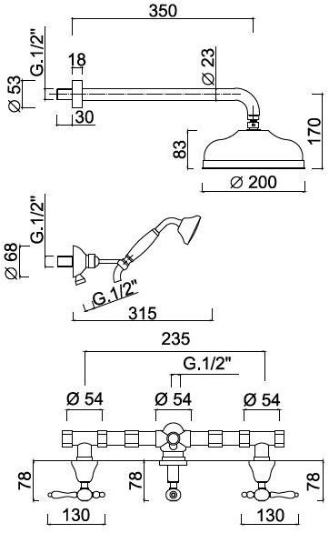 Rubinetteria Giulini Душевой набор с лейкой Praga - praga crystal F7516w2kb - Вид №1