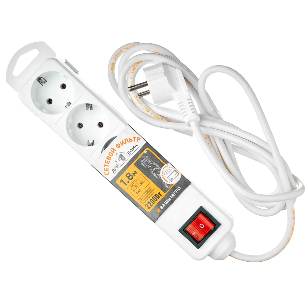 Сетевой фильтр ЗАЩИТА ПРО с 4 розетками и защитой от перегрузок 82741280 STLM-0035244 - Вид №1