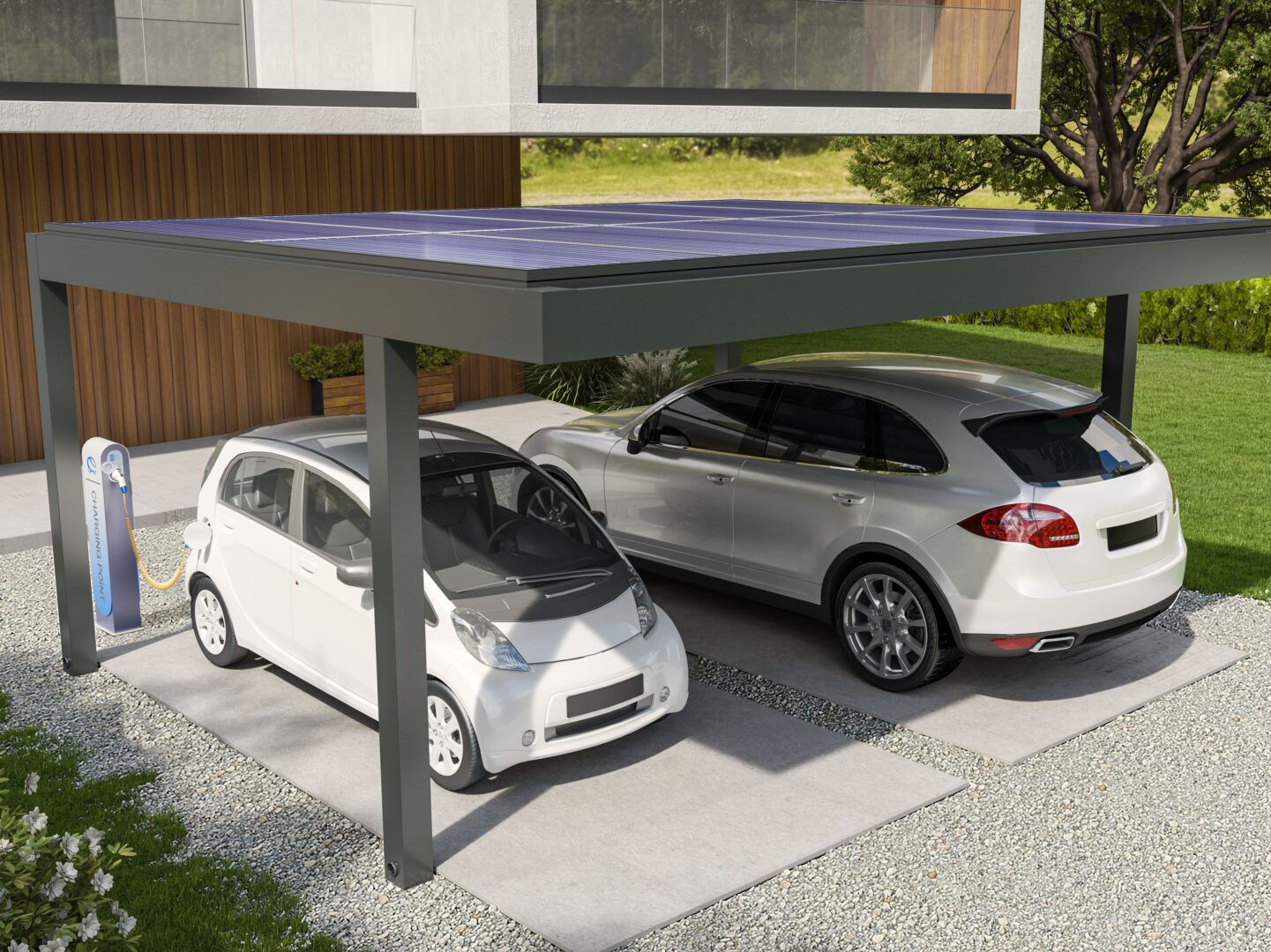 Алюминиевый навес для парковки с фотоэлектрическими панелями GLM Outdoor Solutions CARPORT ARCH-00084047