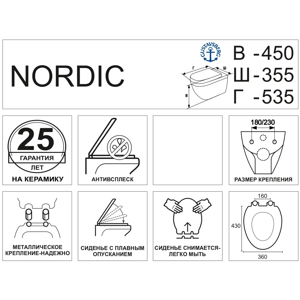 Унитаз подвесной Gustavsberg Nordic-3 микролифт Nordic 3 STLM-2036369 - Вид №4