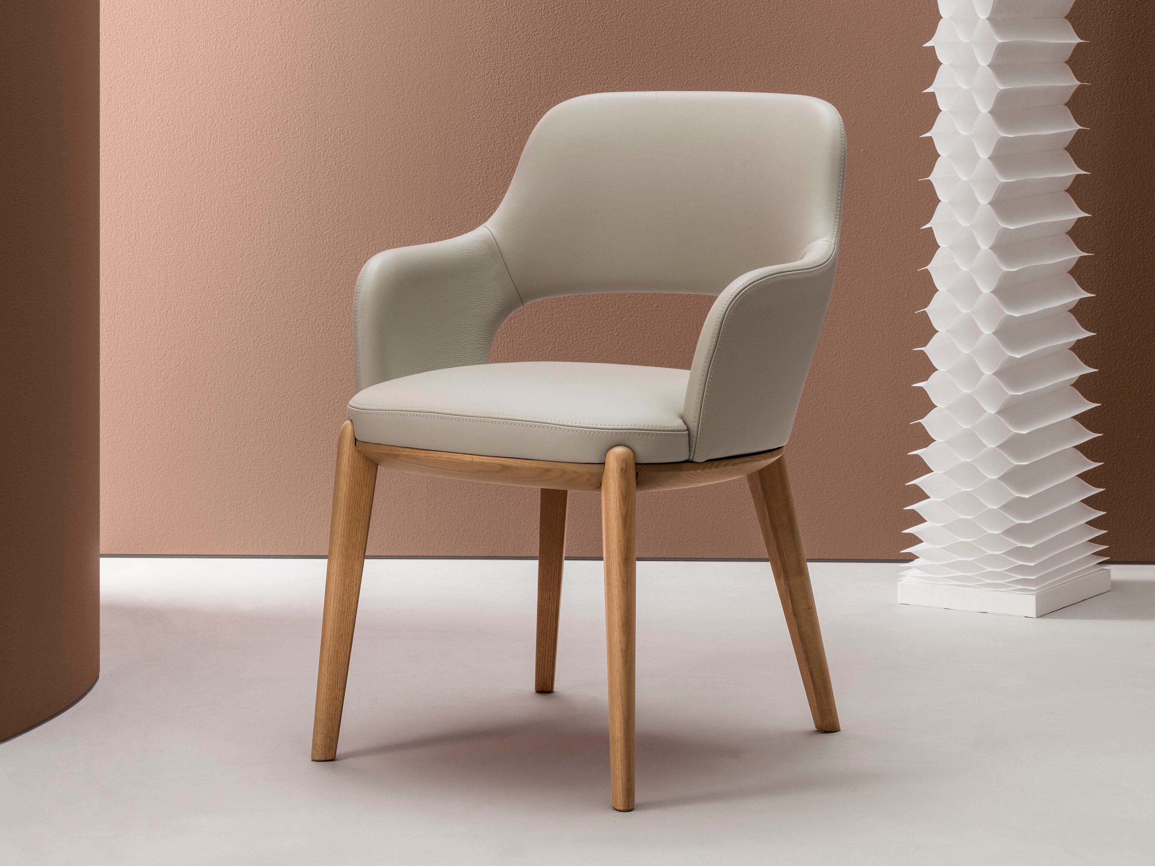 Кожаный мягкий стул с подлокотниками Alf DaFrè TINA ARCH-00100196 - Вид №1