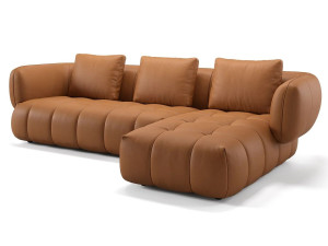 Кожаный диван с полуостровом на 4 места