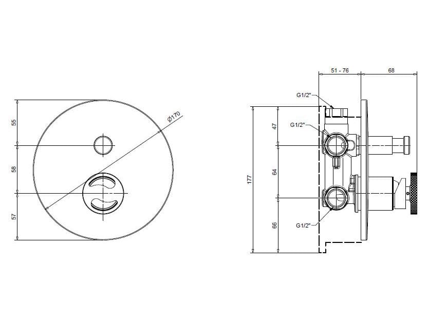 Хромированный латунный смеситель для душа с переключателем Bugnatese тысяча девятьсот пятьдесят ARCH-00105287 - Вид №2