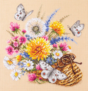 040-81 Луговые цветы Набор для вышивания Чудесная Игла 25 х 25 см Чудесная игла