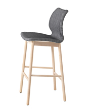 Uni 393M Барный стул на деревянной раме, 4 круглые ножки. Обивка из полипропилена. Et al. Uni