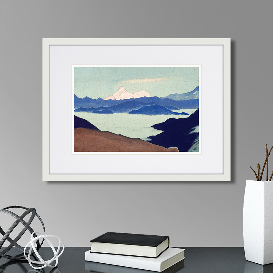 Картина в деревянной раме 42х32 см "Священные Гималаи II" КАРТИНЫ В КВАРТИРУ  264846 Белый;голубой;разноцветный  - Вид №4