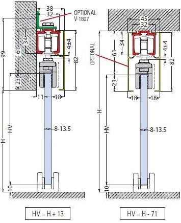 Metalglas Bonomi Комплект раздвижных дверей  V-1800  - Вид №1