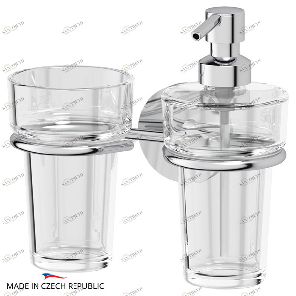 Держатель с прозрачными стаканом и дозатором 250 мл Ellux ELEGANCE ELE 007-C03 sun-id-561304