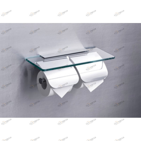 Бумагодержатель двойной со стеклянной полкой RUSH Edge ED77132 sun-id-561082