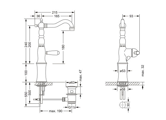 Смеситель для раковины однорычажный, с удлинённым корпусом на 100 мм JOERGER Delphi 109.10.337.000 - Вид №1