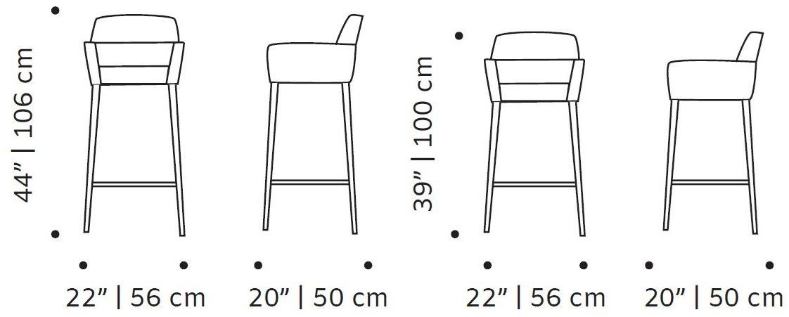 Mambo Unlimited Ideas Табурет из мягкой ткани с подлокотниками и спинкой Doble sun-id-1443103 - Вид №2