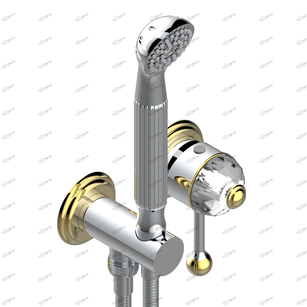 U1K-6561B Trim only for wall mixer with complete handshower on hook Thg-paris Mandarine cristallia diamant Хром/золото U1K 6561B CAT.A