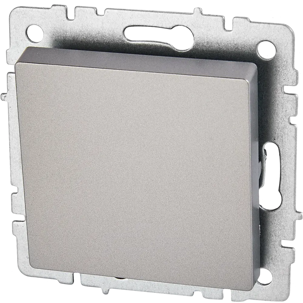 Выключатель IEK Brite самовозвратный одноклавишный стальной для скрытого монтажа 87761738 STLM-1102896