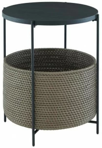 Ligne Roset Круглый журнальный столик из стали и дерева с контейнерным отсеком  19980115