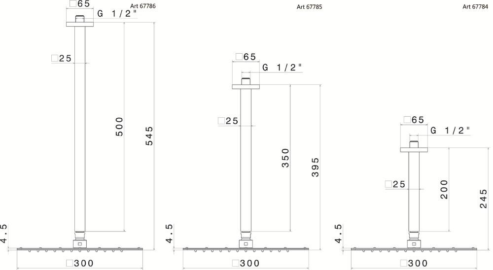 newform Потолочная лейка душа с кронштейном Head showers 67786 - Вид №1