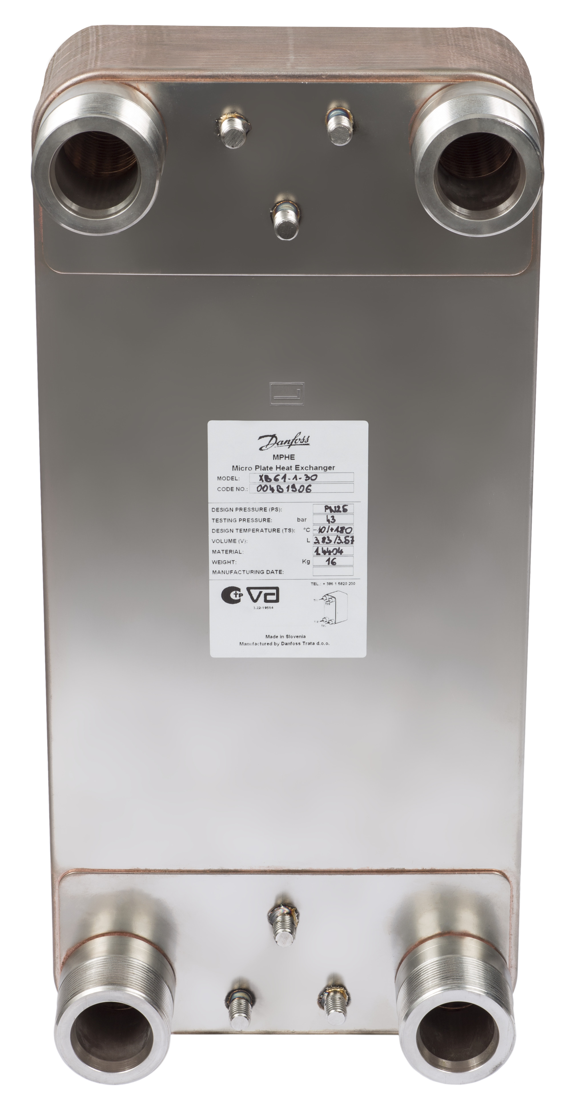 Danfoss Паяный пластинчатый теплообменник серии XB61 XB 61M-1-90 PN25 паяный ТО G2 004B3444  - Вид №80