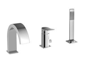 Смеситель для ванны с 3 отверстиями и ручным душем