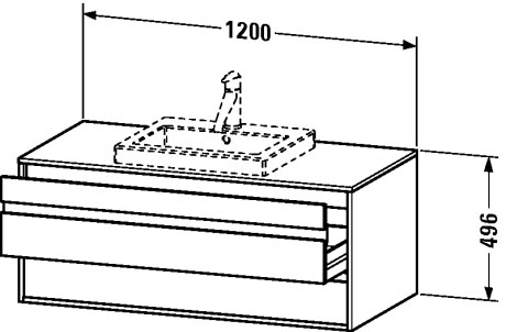 KT675602121 Тумбочка подвесная Ketho #KT6756 1200 x 550 мм Орех темный декор Duravit - Вид №1