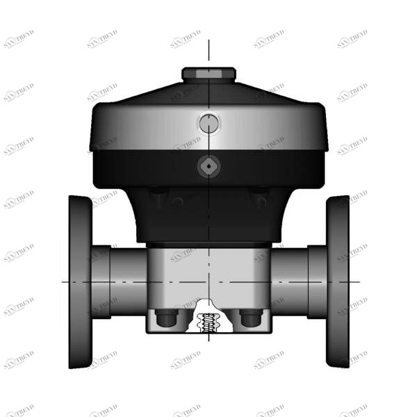 SANIT 127262000063 2/2-ходовой мембранный клапан ВМ / СР, ПП д, 90 д 110 фиксированный фланец, НО / Д.А 
