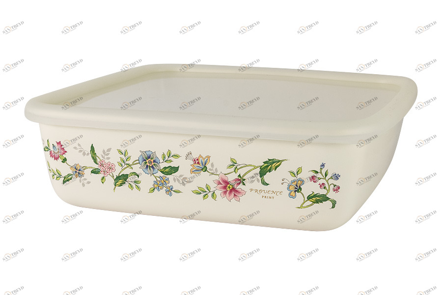 Лоток эмалированный с крышкой 1,75 л бежевый "Прованс" EJIRY ЦВЕТЫ 00-3973457 Бежевый 