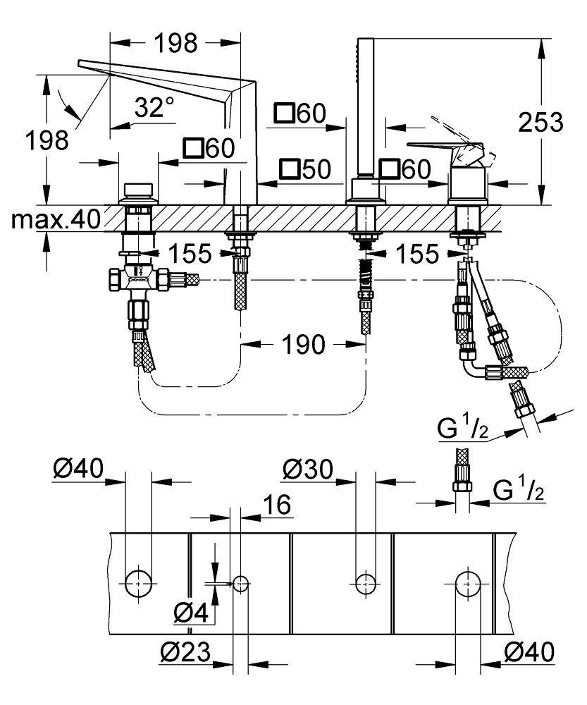 19787000 Смеситель для ванны Grohe Allure Brilliant хром - Вид №1