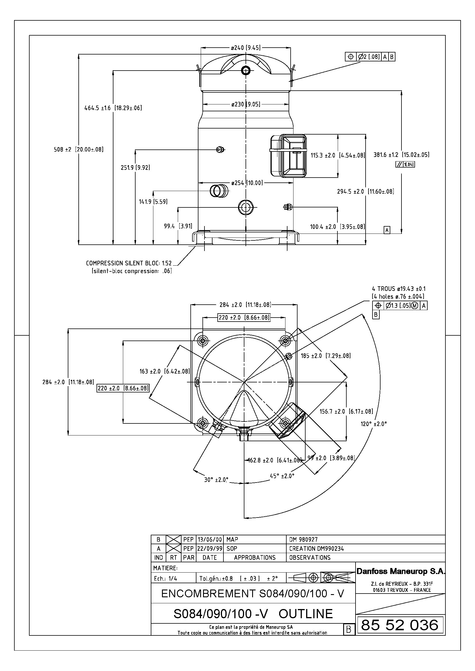 Danfoss SM — Герметичные спиральные компрессоры, R22 SM161-4VAI компрессор спиральный SM161-4VAI  - Вид №15