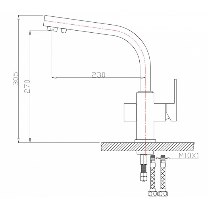 Zorg ZR 311 YF Nickel Смеситель для кухни Zorg 305х230 мм  - Вид №2
