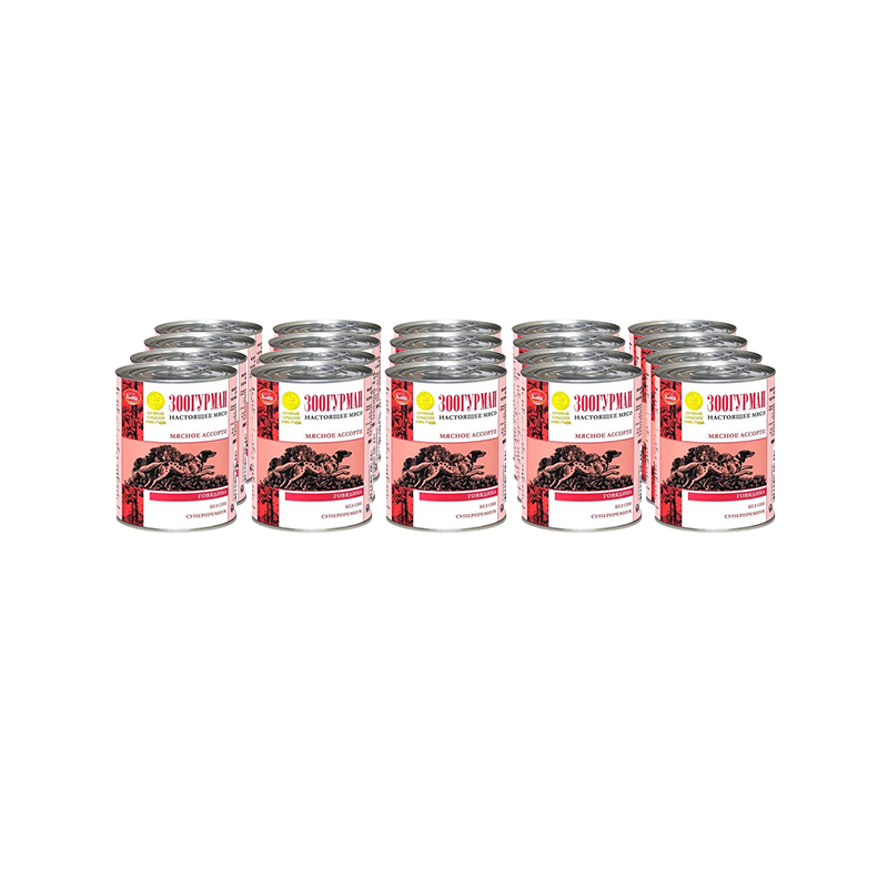 Т00004418*9 Корм для собак Мясное ассорти говядина, сердце конс. 750г (упаковка - 9 шт) ЗООГУРМАН 