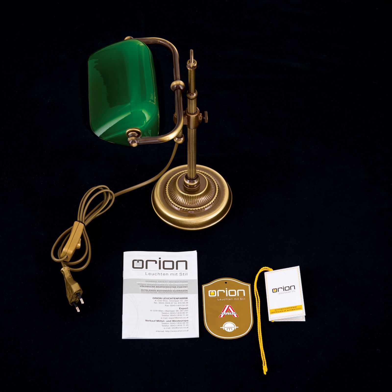 Регулируемая настольная лампа из латуни и стекла Orion Harvard ARCH-00011008 - Вид №9