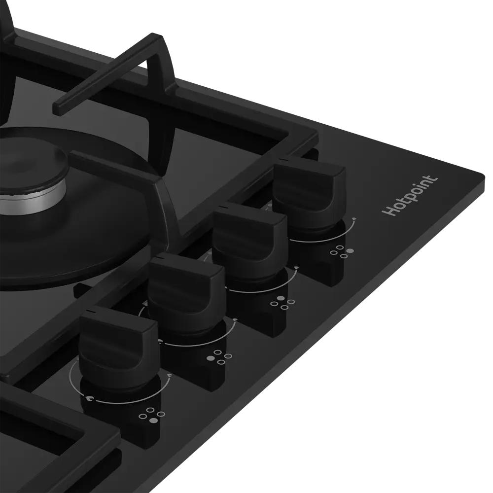 Газовая варочная панель Hotpoint HG 62FA/BK 58.5 см 4 конфорки цвет черный STLM-2175054 - Вид №2