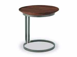 Круглый журнальный столик из массива дерева с железной основой