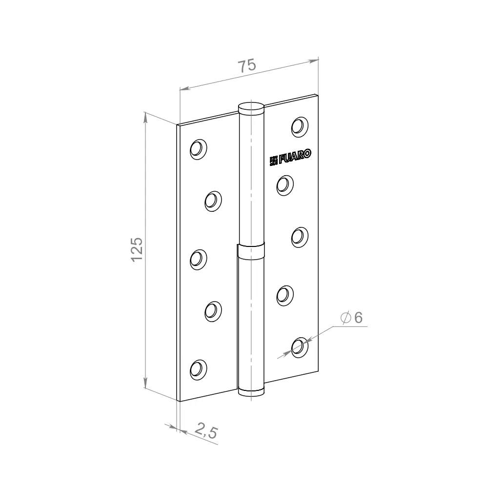 Петля карточная съемная Fuaro левая 125x75x2.5 мм сталь цвет черный STLM-2059829 - Вид №2