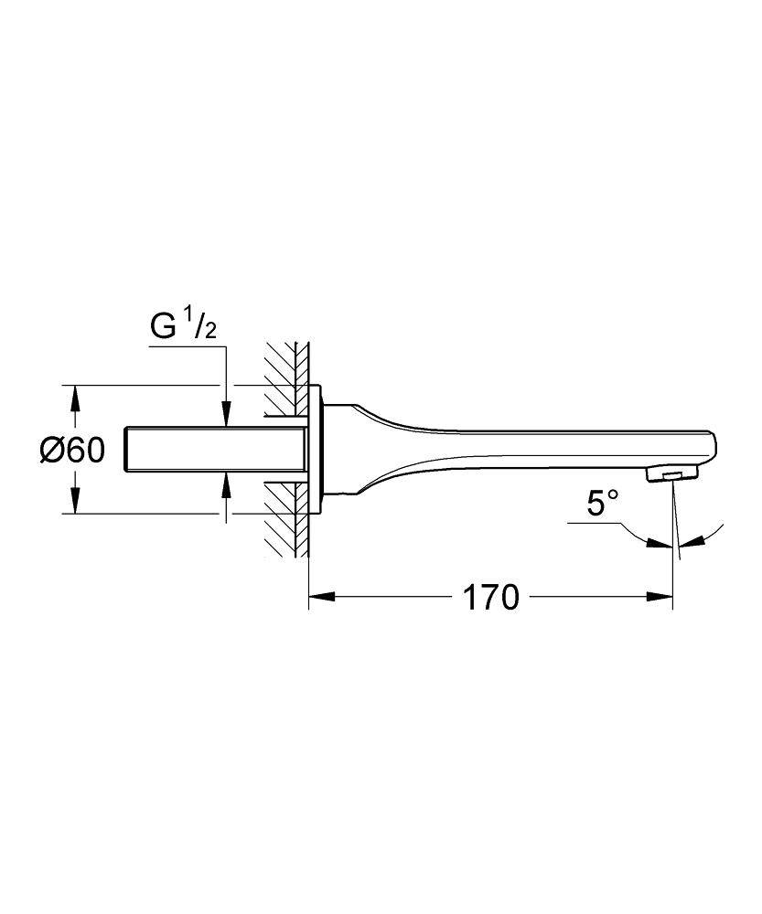13242000 Излив для ванны Grohe Veris хром - Вид №1
