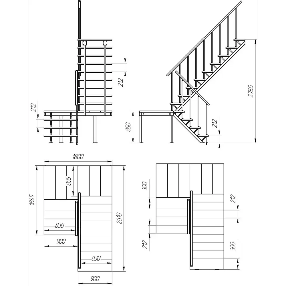 Лестница поворотная 180° ЛЕС-06 универсальная ЛЕСЕНКА STLM-2011335 - Вид №3