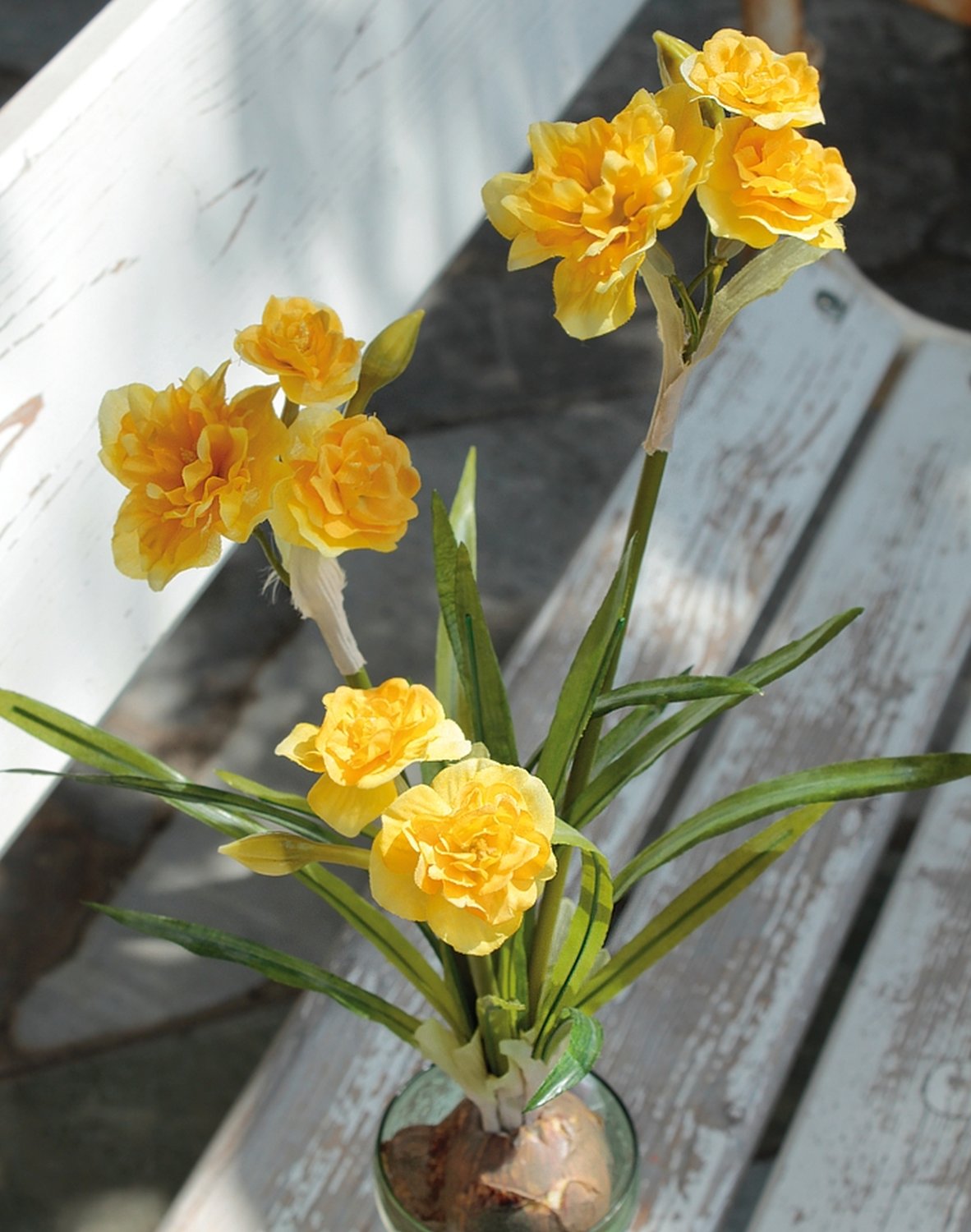 2780 330 a3 Искусственный нарцисс с луковицей, 3-х кратный, 45 см, желтый H-andreas  - Вид №1