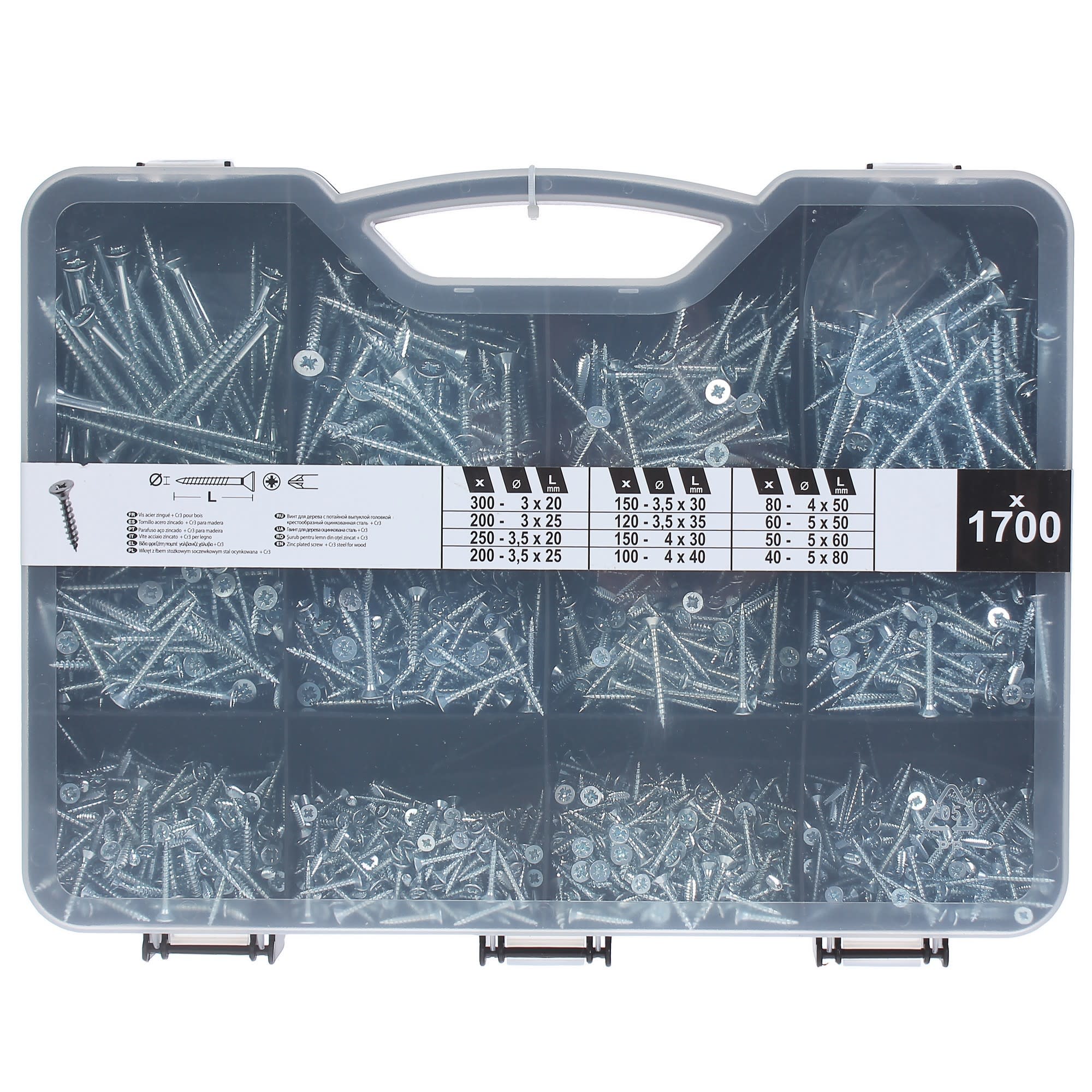 15688162 Саморезы по дереву Standers, оцинкованная сталь, 1700 шт Santreyd 