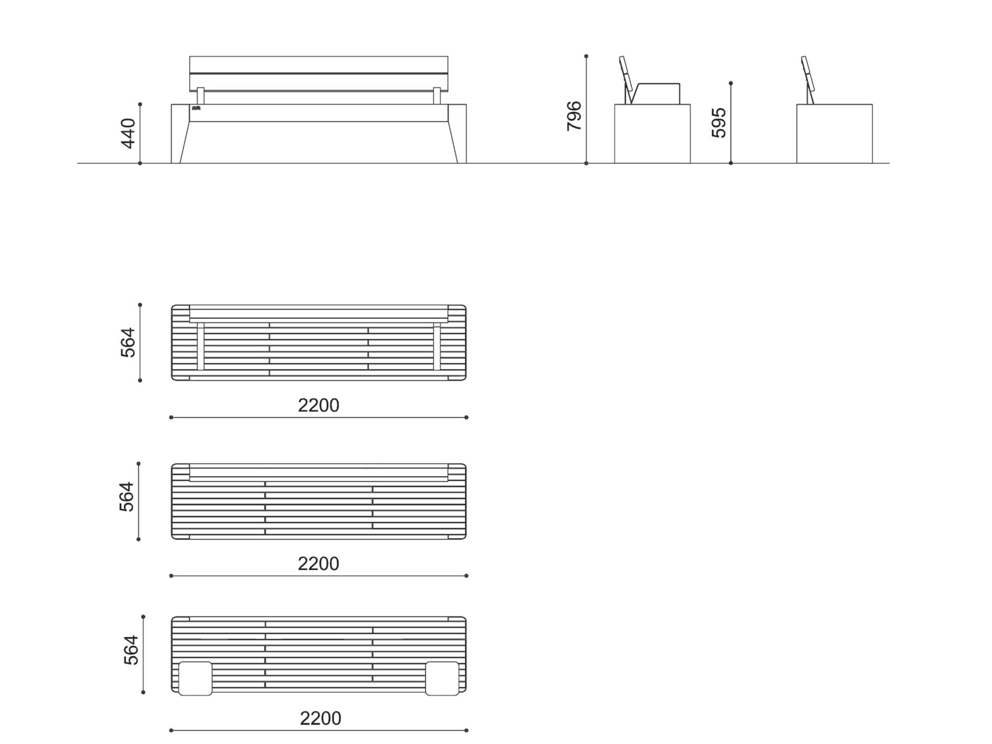 Стальная и деревянная скамья со спинкой City Design Fòla ARCH-00131228 - Вид №3