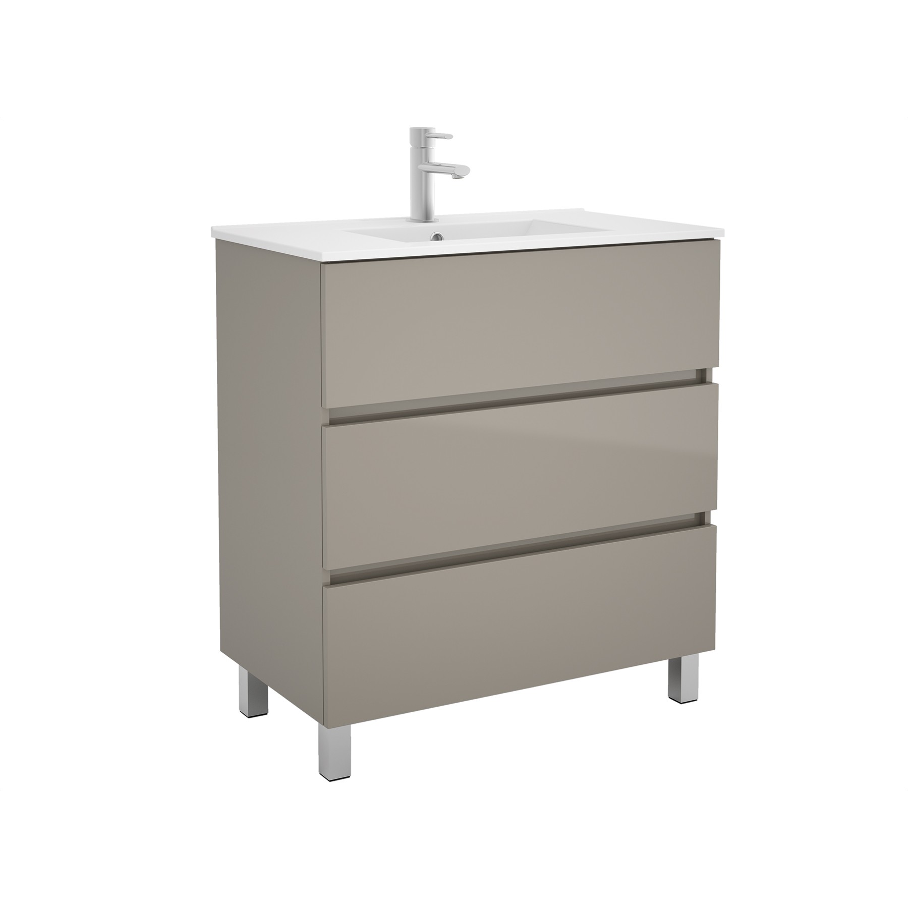 23269 SALGAR Мебель для умывальника FUSSION LINE 800 3 ящика GLOSS TAUPE 797 x 868 x 450 мм Глянцево-серо-коричневый - Вид №1