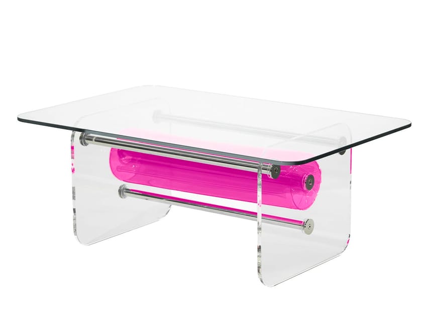 Прямоугольный журнальный столик из ПММА и стекла KUUMO COFFEE TABLE MW PINK ARCH-00109577
