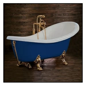 Ванна Akcjum Rectime 160 WR-03-01-BR-C овальная синяя с золотыми ножками