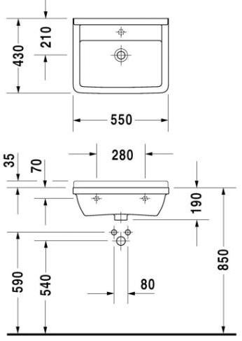 030755 Подвесная раковина настенная овальная Duravit Starck 3 белая - Вид №1