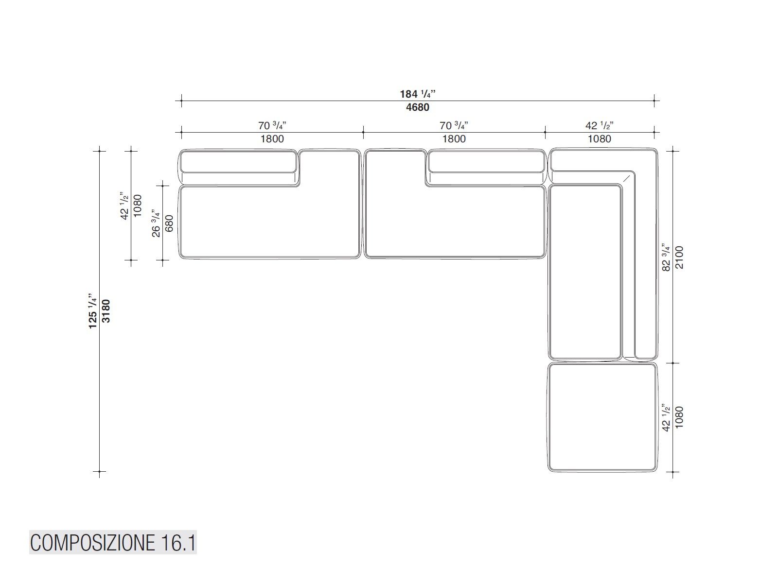 Секционный диван из ткани Lema CLOUD ARCH-00034290 - Вид №34