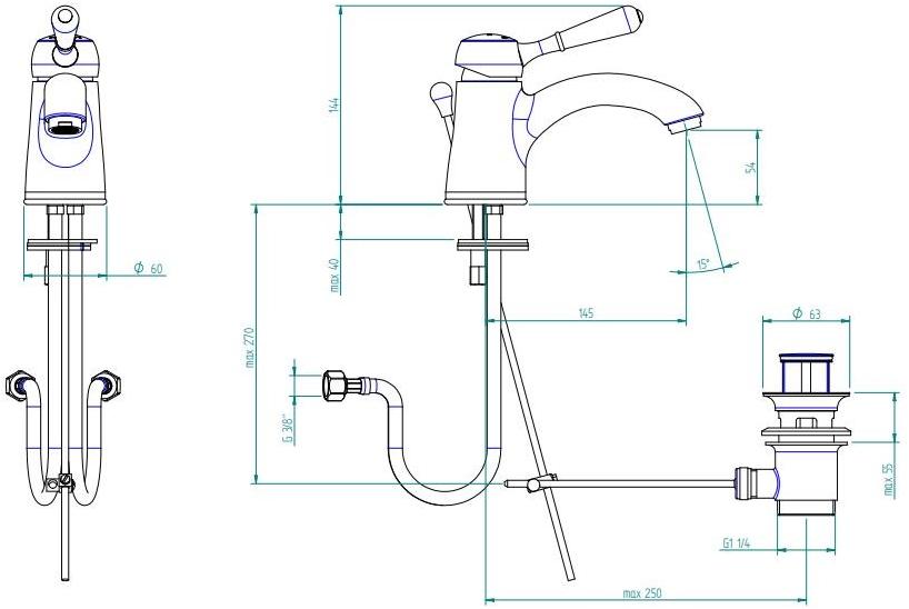 ZAZZERI Смеситель для раковины, однорычажный, на одно отверстие 900 sun-id-1418540 - Вид №3